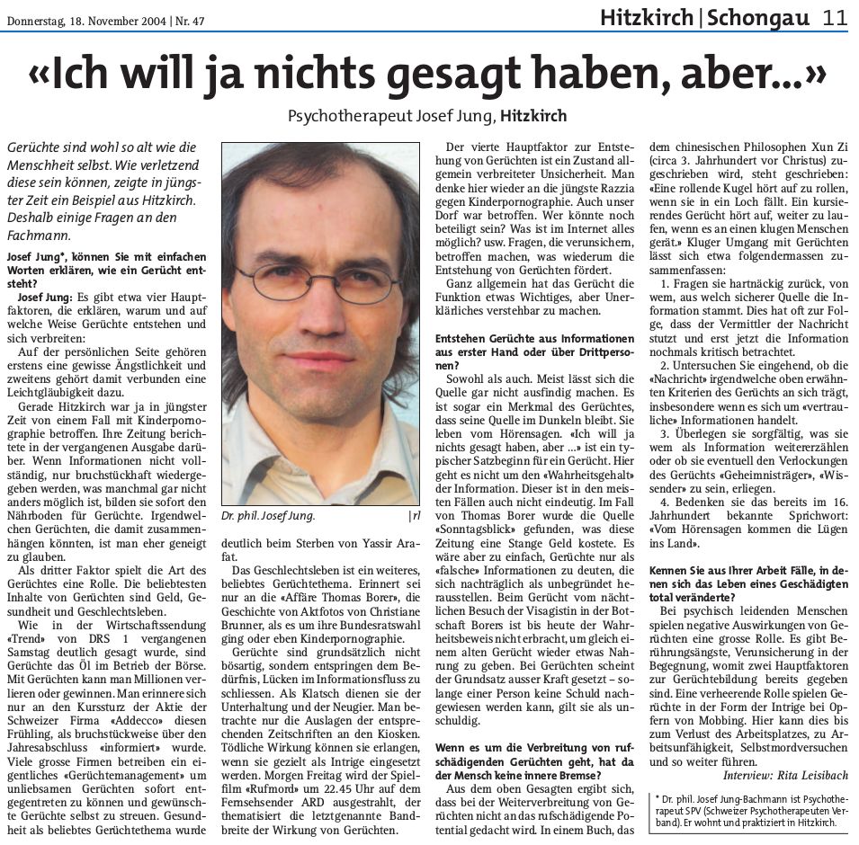 Abbildung Artikel Gerüchte