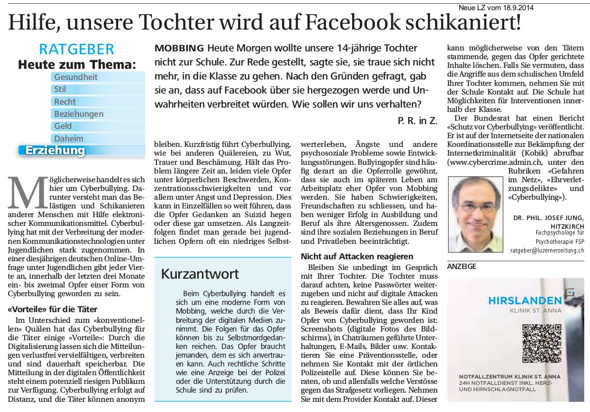 Abbildung Artikel Cyberbulling