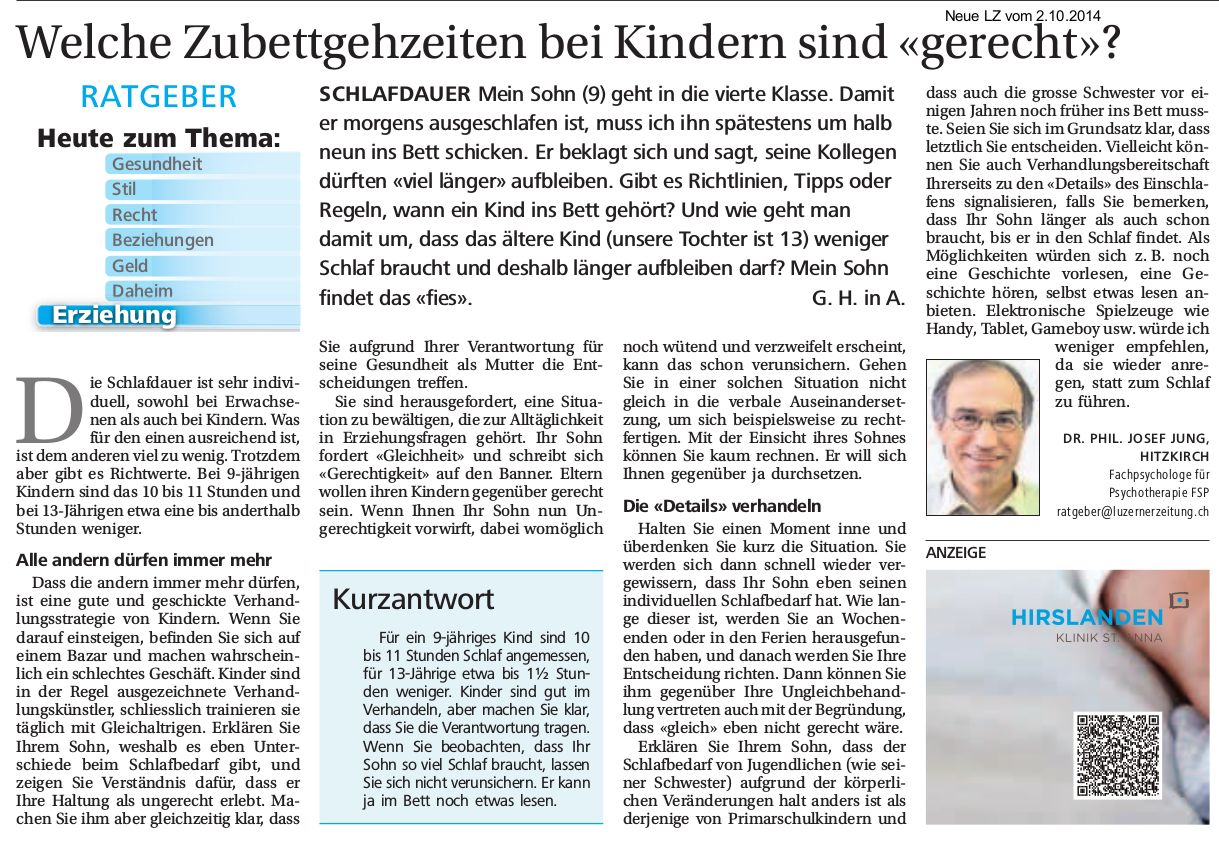 Abbildung Artikel Schlafdauer